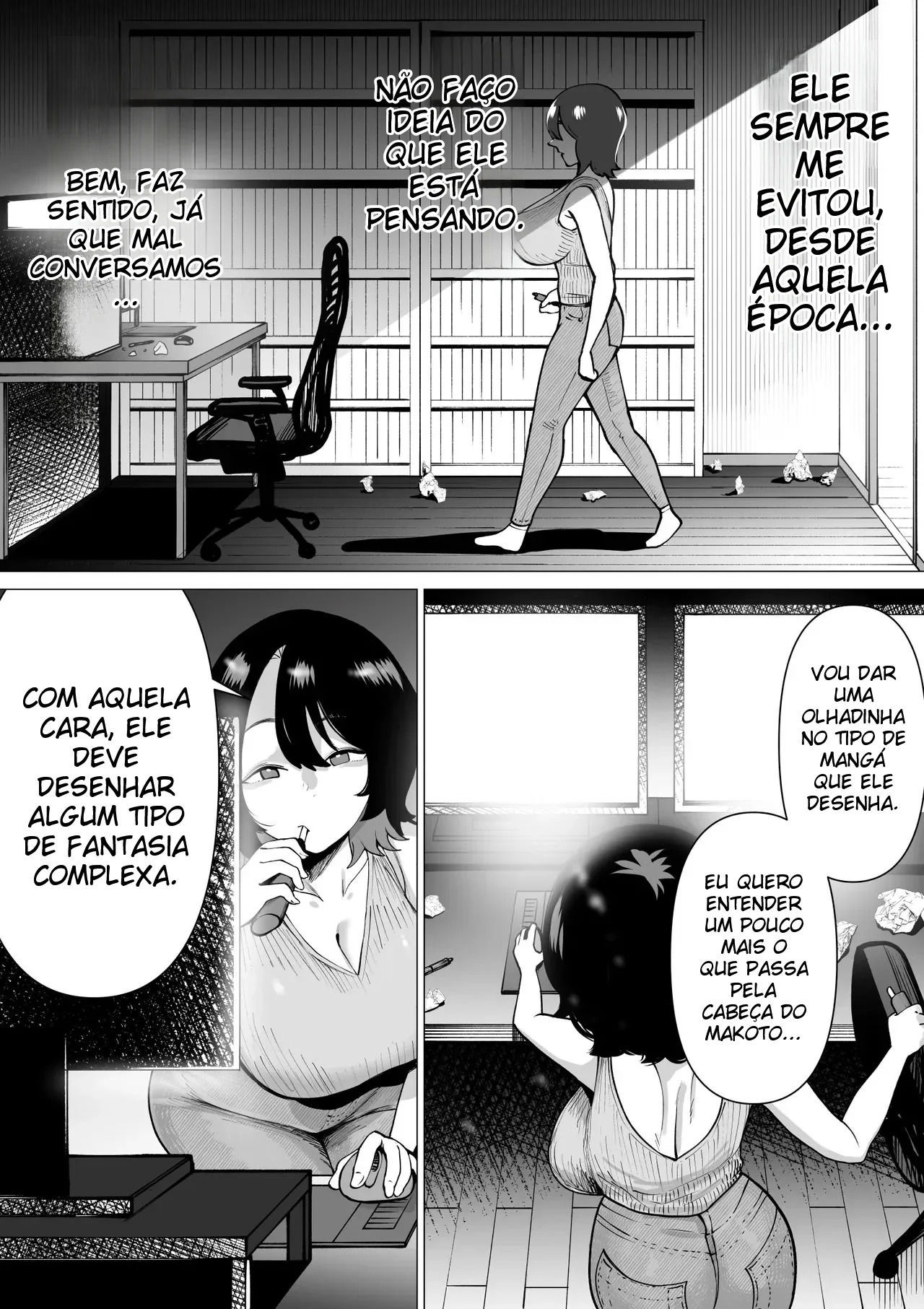 Uma História Sobre Um Sobrinho Virgem e Recluso, Que Desenha Mangá Erótico, e Sua Tia Fazendo Sexo Afetuoso — página 12