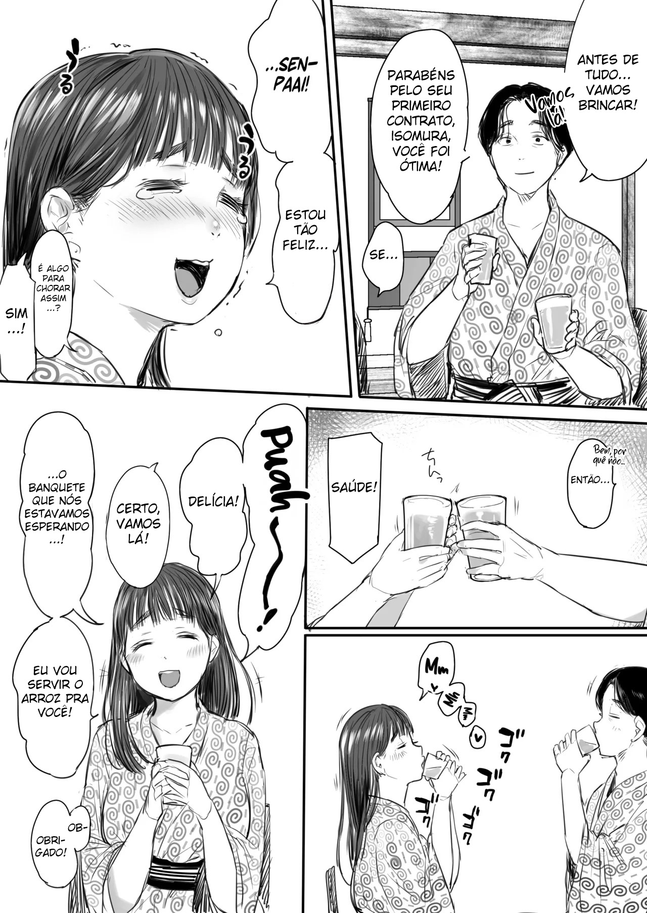 Viagem de Trabalho, Dividindo o Quarto Com a Colega Mais Nova ~ Uma Noite Em Que Fui Drenado Até o Fim Pela Novata Usando Yukata — página 14