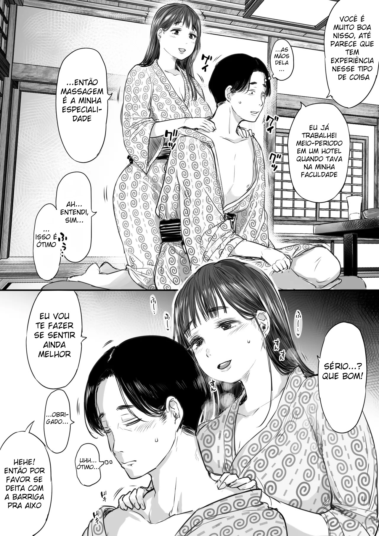 Viagem de Trabalho, Dividindo o Quarto Com a Colega Mais Nova ~ Uma Noite Em Que Fui Drenado Até o Fim Pela Novata Usando Yukata — página 18